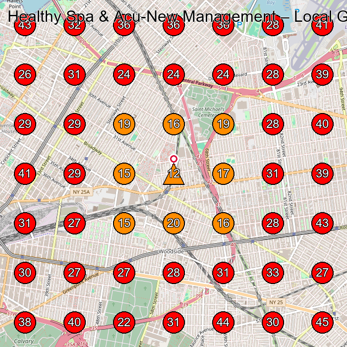 Healthy Spa & Acu-New Management GeoGrid visibility map for Massage Spa in Queens